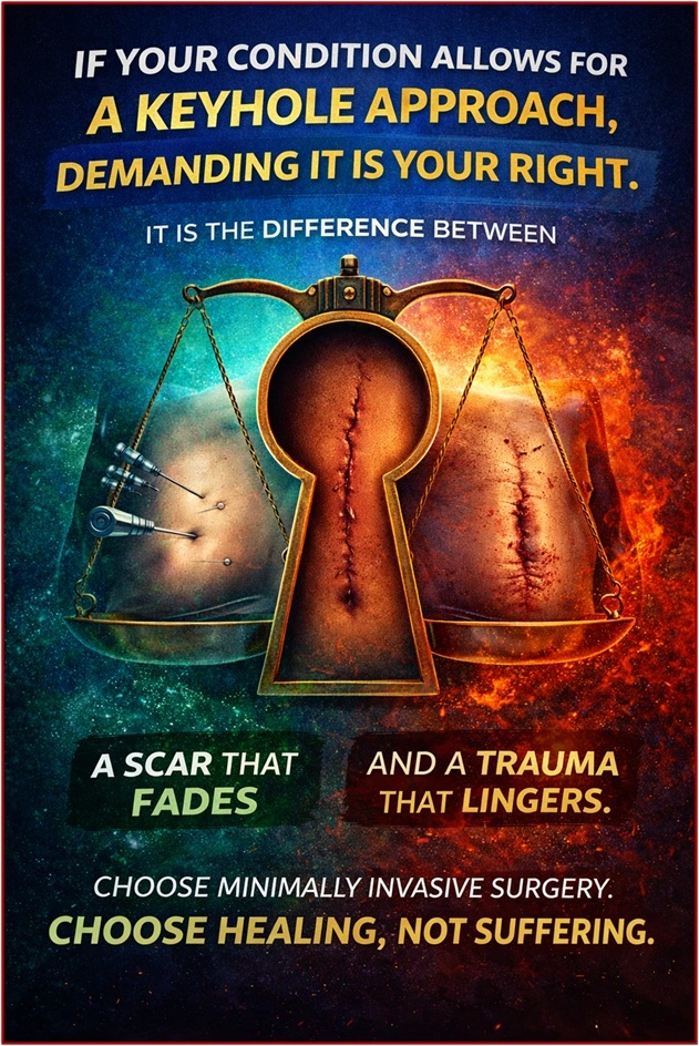 Why is laparoscopy safer than open surgery for most patients?
