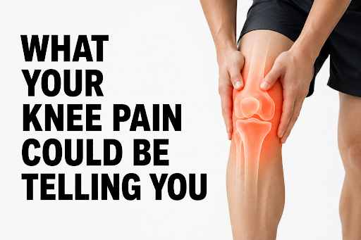 Person holding painful knee with joint inflammation illustration, highlighting possible causes of knee pain and when to seek medical care.
