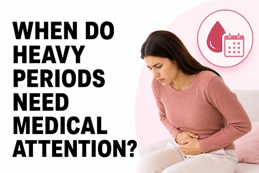 Woman with severe period pain showing when heavy periods need medical attention