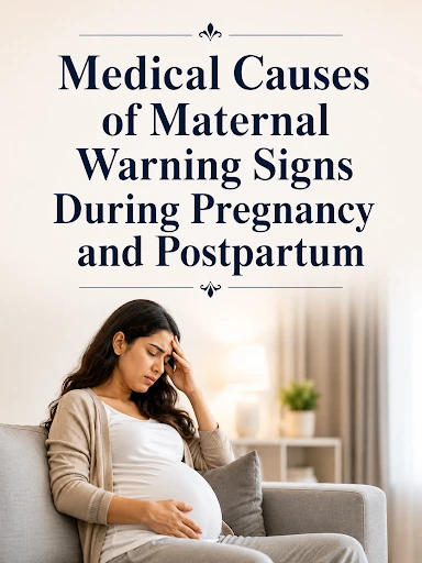 Pregnant woman experiencing symptoms related to maternal health complications